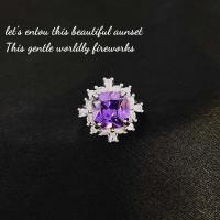 ราคา ชุดเครื่องประดับชั้นสูง หนักประกบสร้อยคอเพชรสีม่วง Caibao ต่างหูแหวนเปิดเพชรสี่เหลี่ยม (17002171272)