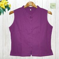 ราคา ผ้าพื้นเมือง เสื้อผ้าฝ้าย เสื้อพื้นเมือง ผ้าไทย เสื้อคอจีน แขนกุด เสื้อบานบุรี (20091313713)