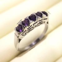 ราคา แหวนอเมทิสต์ แหวนเงินแท้ ชุบทองคำขาว พลอยอเมทิสต์แท้ พลอยแถว YTG 11354 (10202594810)