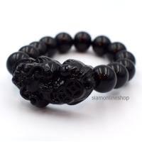 ราคา PIXIU กำไลหินสะเก็ดดาว อุลกมณี ประดับปี่เซียะเรียกทรัพย์ ขนาด 14 มม Tektile by siamonlineshop (329036927)