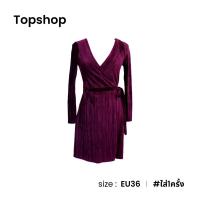 ราคา Topshop เดรสผ้าร่องกำมะหยี่แขนยาว สีม่วง D038 2 (21141419560)
