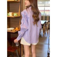 ราคา Masaya เสื้อเชิ้ตแขนยาวลายริ้ว ทรงหลวมใส่สบาย งานน่ารักมาก (20707100647)