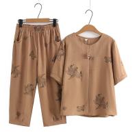 ราคา มีไซส์ใหญ่ Plus Size Womens XL 4XL Short Sleeve Top Ankle Pants 2pcs Summer Sets Casual Fashion Female Vintage Suits (18667929460)