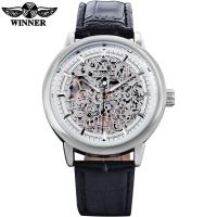 ราคา 2023 WINNER famous popular hot mechanical brand for men man fashion casual classic skeleton watches gold white dial leather band (19757770568)