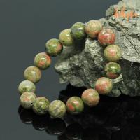 ราคา หินยูนาไคต์แท้ หินถูกหวย ขนาด 12 มิล Unakite กำไลหินมงคล หินดูดเงิน หินสีเขียว by ออมทอง (822250500)