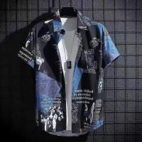 ราคา TAILOR เสื้อเชิ้ตแขนสั้นสไตล์ฮาวายผู้ชาย เสื้อเชิ้ตพิมพ์หนังสือพิมพ์ เสื้อเชิ้ตเกาหลีฤดูร้อน (19963552347)