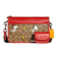 ราคา กระเป๋าสะพาย COACH แท้ รุ่น Limited COACH CE709 Coach X Peanuts Heritage Convertible Crossbody In Signature Canvas With Snoopy Woodstock Print Khaki (21336761837)