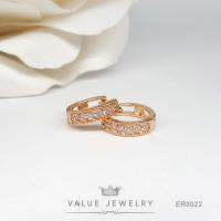 ราคา ต่างหูห่วง ฝังคริสตัลแท้เพชรกลม Round Brilliant Shape มี2สี ขนาดพอเหมาะ ตุ้มหู เครื่องประดับ ValueJewelry ER8021 ER8022 (5186884091)