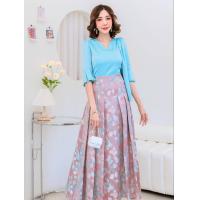 ราคา Dressyhappy Maxi Dress เดรสไปงาน ใส่ออกงาน แม็กซี่เดรสแขนกระดิ่ง ผ้าซาติน สวยหรู กระโปรงจับจีบ สไตล์วินเทจ มี sizeM 3XL (15448294354)