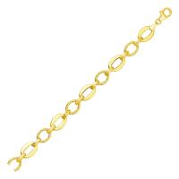 ราคา สร้อยข้อมือทองคำแท้ 14k ตัวเรือนทรงวงรีแวววาว 7 5 นิ้ว Shiny and Textured Oval Link Bracelet in 14k Yellow Gold (20093021562)