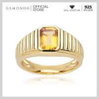 ราคา Gemondo แหวนผู้ชายเงินแท้ 925 ชุบทอง 18K ประดับซิทริน Citrine ทรงแปดเหลี่ยมสไตล์วินเทจ แหวนพลอยผู้ชาย แหวนพลอยใส (15257643976)