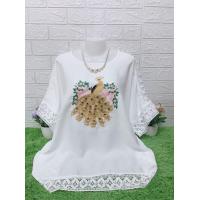 ราคา เสื้อผ้าผู้หญิง ผ้าลินินปักลายสวยๆ รอบอก48 50 52 54 56 ผ้าไม่บาง ติดมุกสวยๆลายปักสวยดูดี (15088986535)