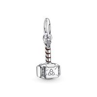 ราคา 925 sterling silver Marvel The Avengers Thors Hammer Dangle Charm fit Snake chain women fashion DIY jewelry gift for girlfriend (13080324327)