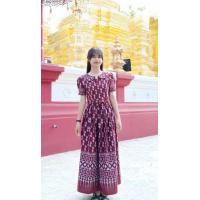 ราคา ชุดเดรสผ้าไทย ผ้าฝ้ายหมักโคลนพิมพ์ลาย (19383912943)