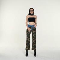 ราคา MOTTOM BROOKLYN กางเกงยีนส์เอวสูง ปลายขาม้า แต่งกระดุม 6 เม็ด ลายทหาร (19645044735)