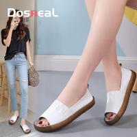 ราคา DOSREAL รองเท้าแตะรัดส้นชายสำหรับสตรีจริงหนัง Peep Toe ผู้หญิงนุ่ม Loafers สบายสุภาพสตรีสีขาวรองเท้าขนาดใหญ่41 (8029978406)