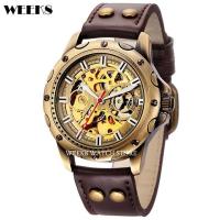 ราคา วินเทจผู้ชายอัตโนมัติวิศวกรรมนาฬิกาบรอนซ์กรณีทองโครงกระดูกแบบ Dial Steampunk หนังไขลานตนเองชายบุรุษนาฬิกาข้อมือนาฬิกา (16946354881)