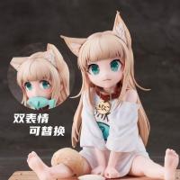 ราคา Beautiful Girl Soybean Flour Sitting And Eating Fish Cat Girl Sitting Posture Anime Hand Run Model Ornament AUG (19998342330)