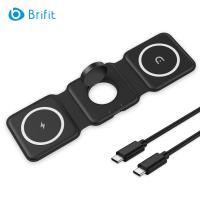 ราคา Brifit 3 ใน 1 เครื่องชาร์จไร้สายแบบพับเก็บได้แผ่นชาร์จไร้สายแม่เหล็กที่เข้ากันได้กับ iPhone 13 12 SE 11 Samsung Galaxy Apple Watch AirPods Pro (19184620484)