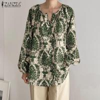 ราคา เสื้อยืดฮาวายพิมพ์ลายดอกไม้ ZANZEA ผู้หญิงวินเทจแขนยาวฮิปปี้แบบลำลอง (17330888802)