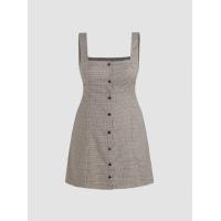 ราคา Cider Houndstooth Square Neck Button Up Mini Dress Curve Plus (20665794859)