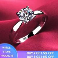 ราคา Plating White Gold Color Rings for Women 2 0ct Round Zirconia Diamond Solitaire Ring Wedding Band Engagement Bridal (20682346433)