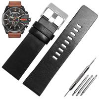 ราคา 26MM 28MM 30MM 32MM Soft Calf Leather Strap Striped Watch Band for Diesel DZ4323 7333 Watch Strap Mens Wrist Watch Bands (15137941676)