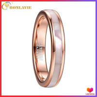 ราคา BONLAVIE 4mm Tungsten Carbide Ring Womens Rose Gold 100 Real Tungsten Steel Ring with Mother of Pearl Shell Comfort Fit Size 5 10 (10612325651)