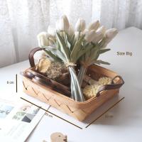 ราคา มีสายหนัง Woven basket with leather handle ตะกร้าไม้สาน ตะกร้าหวาย ตะกร้าสานทรงเหลี่ยม ถาดหวายสไตล์ญี่ปุ่น (19604881225)