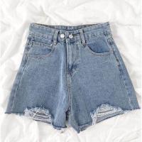 ราคา CP309 S 4XL กางเกงยีนส์ กางเกงยีนส์ขาสั้น กางเกงยีนส์เอวสูง แต่งปลายขาด (17243536751)