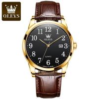ราคา OLEVS นาฬิกาควอทซ์คลาสสิกสำหรับผู้ชายสายหนังสีน้ำตาลพร้อมวันที่หน้าปัดดิจิตอลกันน้ำนาฬิกาข้อมือนักธุรกิจ (21170793525)