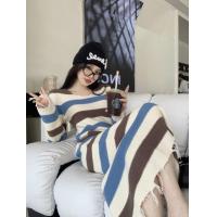 ราคา ชุดเดรสแขนยาวผ้าถักลายทางสีรุ้งสำหรับผู้หญิงเสื้อกันลมใส่ด้านในสำหรับฤดูใบไม้ร่วงและฤดูหนาวเดรสยาวเสื้อไหมพรมตัวในบุขนโพลีเอมีน (21031250471)