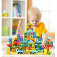 ราคา บล็อกไม้อักษร ตัวเลข เลโก้ไม้ บล็อกไม้ จิ๊กซอว์ รูปสี่เหลี่ยม สามเหลี่ยม สีสันสวยงาม พร้อมถังเก็บ (4755166863)