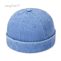 ราคา ผู้ชายผู้หญิง Brimless หมวก Beanie หมวกกะลาสีVintage Denim Street Dance Hat (15449000560)