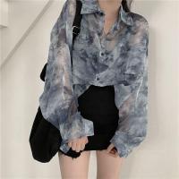 ราคา FD เสื้อ แขนเปิดไหล่ ผ้าชีฟองจีบสีน้ำเงิน เอวเข้ารูป และเสื้อปาดไหล่ (20127556459)