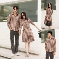 ราคา พร้อมส่ง ชุดคู่รัก เสื้อกั๊กลายสก็อต กางเกงขาสั้นผู้หญิง เสื้อเชิ้ตลายสก็อตผู้ชาย งานป้ายVSM (15830669824)