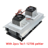 ราคา ชุดระบบระบายความร้อนตัวควบคุมอุณหภูมิตู้เย็น Peltier 12V 10A 120W ระบบทำความเย็น DIY อุปกรณ์กึ่งตัวนำ Peltier แกนคู่ชุดโมดูลระบายความร้อน2ชิ้น TEC1 12706 Peltier (20040304006)