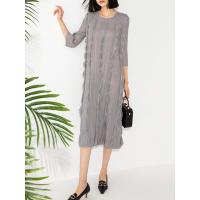 ราคา เดรสยาว Dress Model Baru มีจีบสำหรับผู้หญิงเดรสตัวยาวทรงหลวมแขนยาวทรงหลวมไซส์ใหญ่พิเศษคอกลม (20961850926)