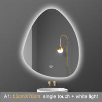 ราคา กระจกมีไฟ LED 3สี 50cmX70cm อัจฉริยะกระจกมองข้างติดผนังรูปทรงไม่ปกติระบบสัมผัสสองชั้นลดแสง กระจกนิรภัยกันน้ำ IPx4กระจกตกแต่งโรงแรมแล (14004487871)