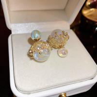 ราคา JWER เครื่องประดับวิธีใส่หน้าหลังสำหรับงานแต่งงานต่างหูสวยงามสีเงินตุ้มหูสตรีมงกุฎมุก (20188363058)