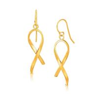 ราคา ต่างหูริบบิ้นแบบห้อยยาว ทองคำแท้ 14k earrings 14K Yellow Gold Ribbon pattern dangle Long (1390352441)