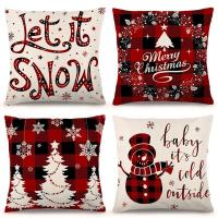 ราคา Pillow Covers Farmhouse Buffalo Plaid Pillow Covers Holiday Rustic Linen Pillow Case for Sofa Christmas Decorations (20144022465)