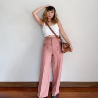 ราคา Moana trousers กางเกงขายาวเอวสูงกระบอกใหญ่ กางเกงเอวสูง กางเกงขายาวผ้าทิ้งตัว กางเกงขายาวผ้าลินิน กางเกงลินินไปทะเล (19457218446)
