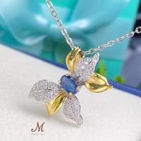 ราคา Meena Gem สร้อยคอพร้อมจี้ พลอยแท้ไพลิน ตัวเรือนเงินแท้925 แหวนพลอยนำโชค พลอยประจำวันเกิด ของขวัญ (21157443460)