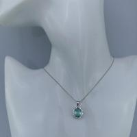 ราคา Silverthai 925 sterling silver cz diamond with Aquamarine gemstone necklace for women เงินแท้925เพรชcz ด้วยเพรชczสีขาว ใส่แล้วไม่แพ้ เงินแท้ไม่ชุบ เงินแท้925 พร้อมส่ง (16165669741)