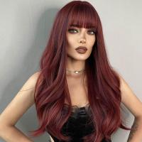 ราคา ใหม่ BASSA ผมยาวลอนสีแดงไวน์ปาร์ตี้ชุดวิกผมวิกผมงานเลี้ยงเต้นรำต่างชาติวิกผมสีสันของเล่น26นิ้ว (17668602620)