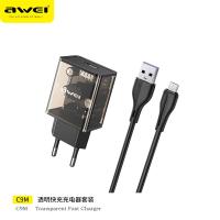 ราคา Awei C9 ที่ชาร์จแบบเร็วโปร่งใสและสายข้อมูลยาว1ม สายไมโครชนิดปลั๊กยุโรปสำหรับโทรศัพท์มือถือทุกรุ่น (19198581225)