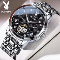 ราคา PLAYBOY Luxury Automatic Mechanical นาฬิกาผู้ชาย Tourbillon Slef Wind กันน้ำสแตนเลสสตีลชายนาฬิกา Reloj Hombre (18933598639)