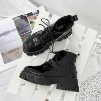 ราคา รองเท้าบูท รองเท้าผู้หญิง รองเท้าแฟชั่นผู้หญิงผูกเชือกรองเท้ารองเท้าหนังสีดำมีส้น (19501065082)