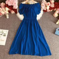 ราคา COD ชุดเดรสผ้าชีฟองลายสวยหวานสุดนางฟ้าจับจีบระบายคอเดียวสไตล์ตะวันตกเหนือเข่ากระโปรงยาวปานกลางผ้าชีฟอง (16162814827)